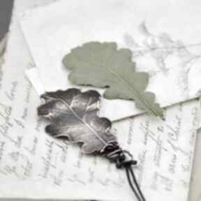 Oak - naszyjnik z prawdziwym liściem pracownia miedzi wisior, z wisiorem, biżuteria botaniczna