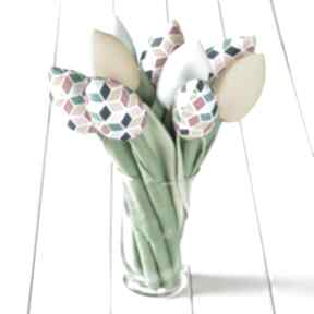 Tulipany, bawełniany bukiet w geometryczne wzory pokoik dziecka myk studio kwiaty, prezent