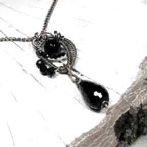 Czarny onyks - kamień mocy naszyjnik jan art, wisiorek z onyksem, wire wrapping, rękodzieło
