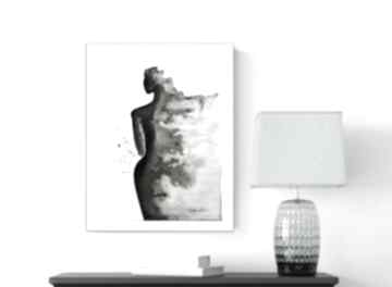 Grafika 30x40 cm wykonana ręcznie, abstrakcja, elegancki minimalizm, obraz do salonu