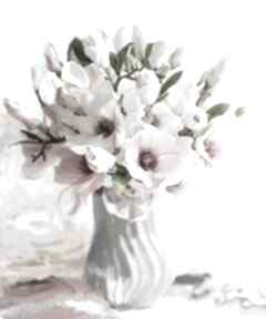 Obraz na płótnie magnolie w wazonie 60x70 cm renata bułkszas kwiaty obrazy, bukiety