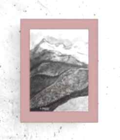 Nowoczesny rysunek z górami, górski pejzaż 30x40, minimalizm grafika do domu, malowany ręcznie