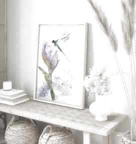 kwiaty - irys akwarele ważka - obraz małgorzata domańska