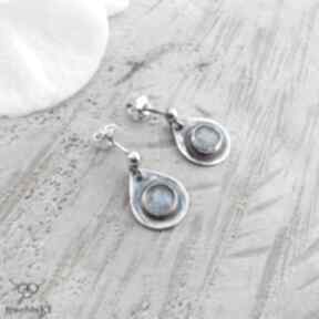 Blask labradorytu - kolczyki jewelsbykt srebrne, delikatne biżuteria z kamieniami, krótkie