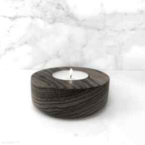 Drewniany świecznik egzotyczny na duży tealight messto made by wood drewno, minimalistyczny