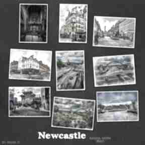 Newcastle upon tyne w akwareli - zestaw 9 grafik rozmiarze 13x18 cm justyna jaszke, pocztówki