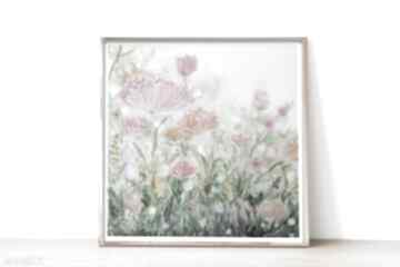 Oryginalna 23x23cm abstrakcyjna małgorzata domańska kwiaty, sztuka, akwarele, łąka