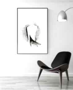 Obraz 50x70 cm wykonany ręcznie, 3233040 art krystyna siwek do salonu, grafika czarno biała