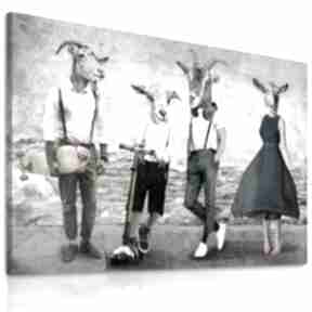 Nowoczesny obraz na płótnie z kozami - rodzina kozłowskich synami 120x80cm 02406 ludesign