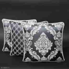 Poduszki dekoracyjne komplet 3 barok ornament granat 45x45cm majunto, poduszek, królewskiw
