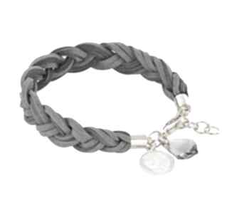 Braid grey gold rzemyk swarovski moneta bransoletka zaplatana