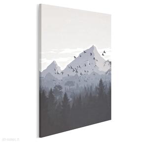 Obraz na płótnie - ptaki pejzaż krajobraz w pionie 50x70 cm 84503 vaku dsgn, góry, drzewa