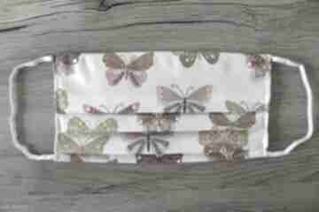 Maseczka bawełniana - motylki na białym tle