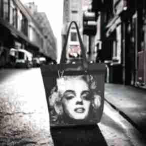 Torba miejska - marilyn w czerni na ramię krasanka torebka shopper, motyw ikona, handmade