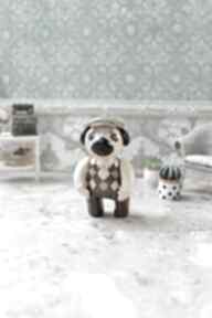 Dziadek mops dekoracje qletta clay bajkowa figurka, la miłośników mopsów, miniaturowa pes