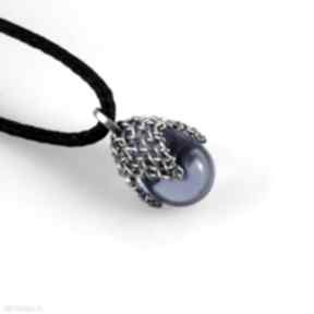 Błękitny w siateczce - wisiorek XS wisiorki caltha kropla, łezka, prosty naszyjnik, biżuteria