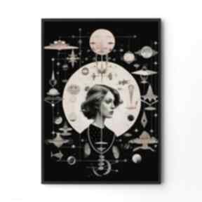 Plakat kobieta kolaż astrologia - format A4 plakaty hogstudio, do salonu, dla dziewczyny