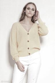 Bawełniany sweter na guziki - swe142 żółty swetry