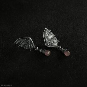 Kolczyki smocze z - bellamente srebrne skrzydła, smoka nietoperze, wiszące srebro, biżuteria