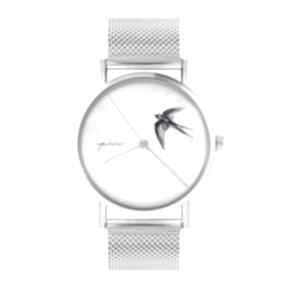 mesh zegarki yenoo zegarek, bransoleta, metalowa, ptak, jaskółka, prezent