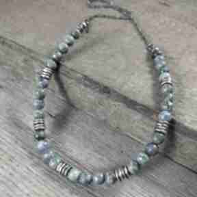 Naszyjnik - niebieski opal irart srebro oksydowane, 925