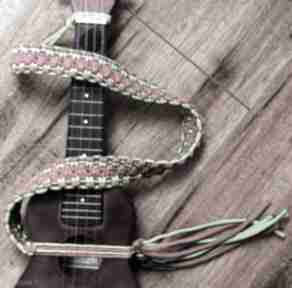 Makramowy pasek do ukulele - różano zielony zaamotana zofja, makrama, pleciony, etno, sznurek