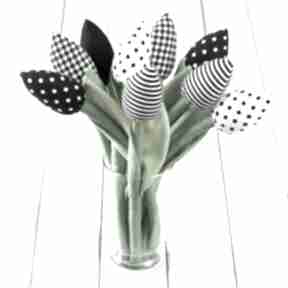 czarno biały bawełniany dekoracje urodzinowe myk studio bukiet, prezent, z materiału, tulipany
