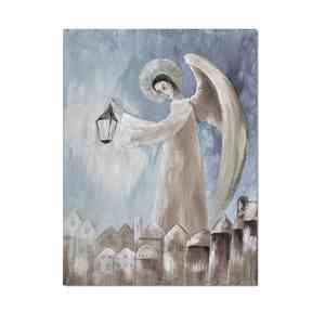 Anioł lantiel, obraz ręcznie malowany na płótnie aleksandrab, stróż