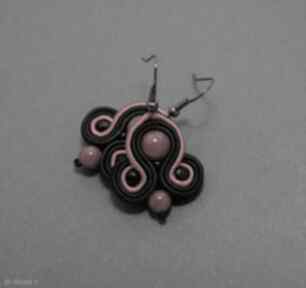 kolczyki sutasz si su jadeit, czerwone, soutache, czarne, małe, codzienne