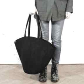 Shelly bag czarna torba w kształcie koszyka na ramię hairoo vegan, pojemna, miejska, duża