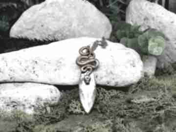 Miedziany wisior wąż z fasetowanym labradorytem #295 wisiorki metal earth, węże, fasetowany