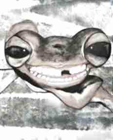 Ewa mościszko obraz ropucha, żaba, humor, zwierzęta selfie