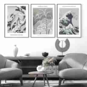 plakatów plakaty do salonu zestaw, żurawie japonia tryptyk: plakat 50x70