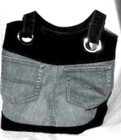 Torba z kieszonkami jeans - sztruks na ramię gabiell, recykling, modna, oryginalna