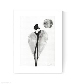 Grafika a4 malowana ręcznie, abstrakcja, styl skandynawski, czarno biała, 3096803 plakaty