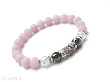 Wianek pink jadeity kryształki shamballa bransoletka wykonana