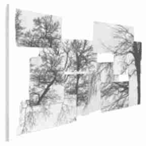 Obraz na płótnie - czarno biały 120x80 cm 63001 vaku dsgn drzewa, gałęzie, kartki, papier