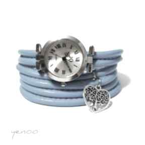 Zegarek, niebieski drzewko, zegarki yenoo bransoletka, rzemienie, serce, prezent