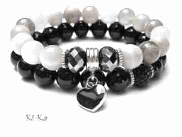 Black heart duo kryształki kamień słoneczny shamballa swarovski