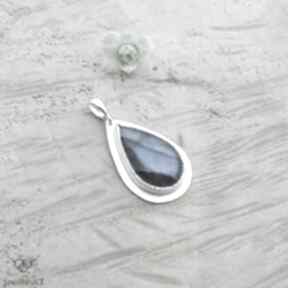 Chłodna kropla labradorytu - wisior jewelsbykt srebrna zawieszka, kamienie naturalne, surowy