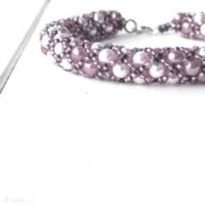 Bransoletka prezent perłowa różowa z koralików braccialeart kulkowa, elegancka, dla niej
