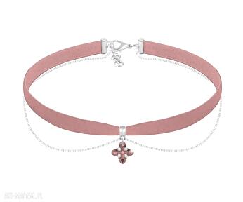 Choker with chain red velvet aksamit łańcuszek swarovski