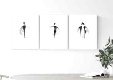 Zestaw 3 grafik A4 wykonanych ręcznie, czarno biała, abstrakcja, 2621467 plakaty art krystyna