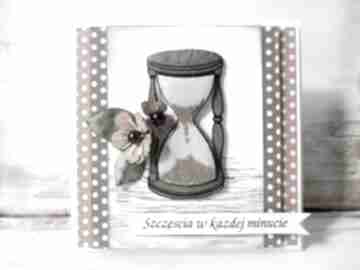 Klepsydra, czas. Życzenia podziękowania urodziny imieniny scrapbooking kartki