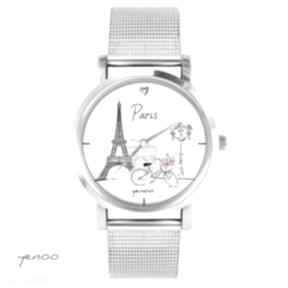 Zegarek, bransoletka - time to travel zegarki yenoo grafika, paryż, podróż, unikatowy