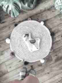Dywanik chodniczek dziecięcy z hygge macrame z pomponami, sznurkowy, dla dziecka, szydełkowy