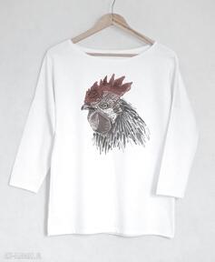 Kogut bluzka bawełniana oversize S m biała gabriela krawczyk, koszulka, t-shirt, bawełna