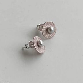 Okrąg kolczyki katarzyna kaminska miedż, perła, srebro