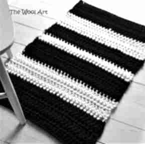Czarno-biały the wool art dywanik, chodnik, na podłogę, do domu