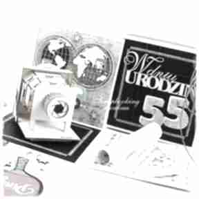 Exploding box - na 55 urodziny scrapbooking kartki jelonkaa, podróże, ping pong, foto, retro